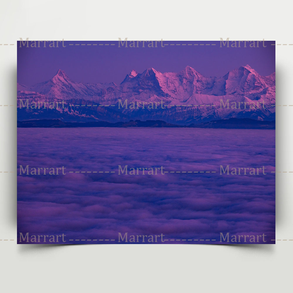Schweiz Alps Skid Resort Landscape Photo Prints Swiss Landscape Wall Print Snowy Mountains Canvas Måla heminredning