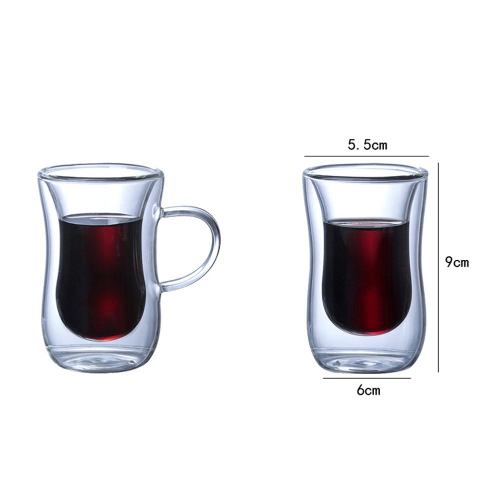 Innovative doppelte wand isolierte Glas Tasse Hitzeresistente Glasgriff für Tee Kaffee Latte Espresso Eistee Tee Spülbecher