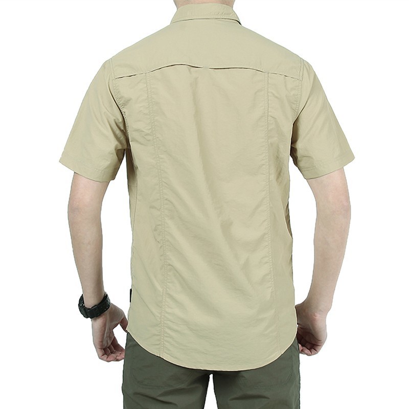 Summer Men's Quick Dry Short Sleeve Shirt Outdoor Fishing Hiking Breathable Thin Loose Sports Military Shirt Plus Size