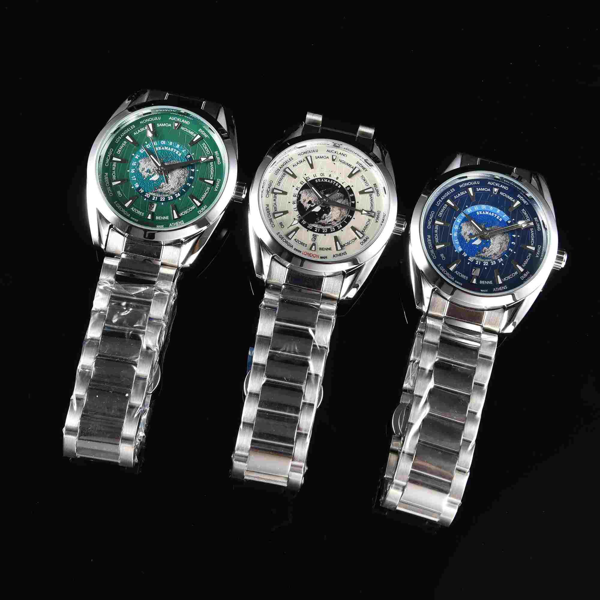 자동 기계식 남성 시계, 최고 브랜드 럭셔리 시계 라운드 프레임 3 핀 디스플레이 캘린더 스틸 밴드