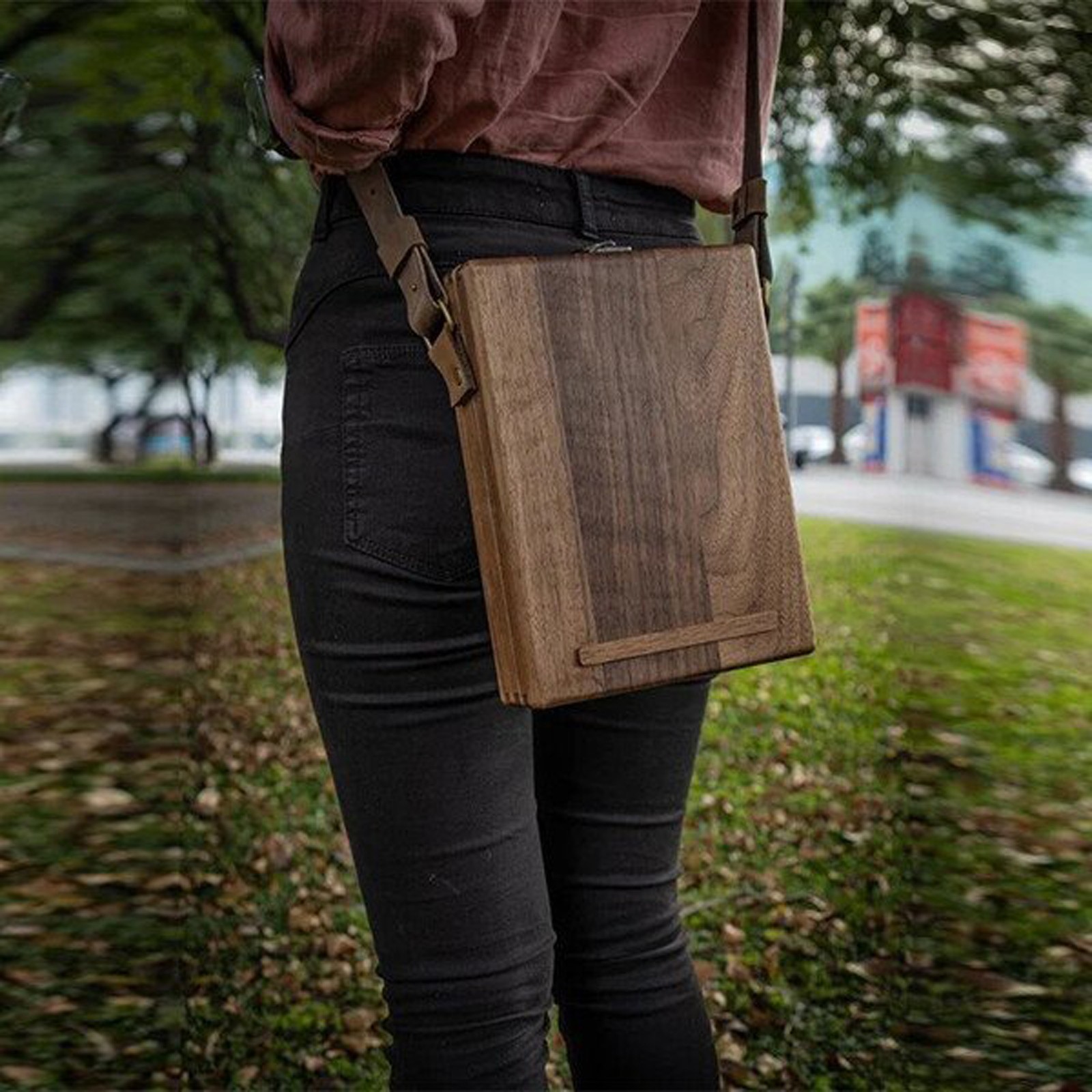 A5 Écrivains d'artistes en bois Boîte en bois Rétro Tende à épaule