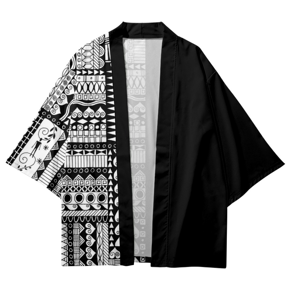 Skarvmönster tryckt japansk kimono strand shorts traditionella anime kläder kofta cosplay män kvinnor yukata skjorta blus
