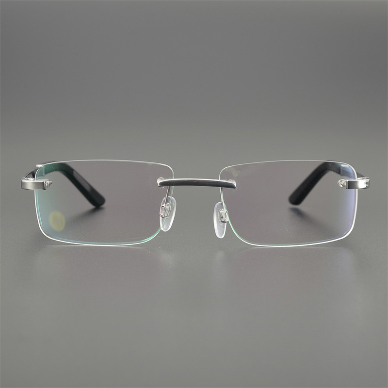 サングラスフレームC-0202ERブランドビンテージリムレスチタンリーディングレディースメンズメガネフレーム光学四角いアイウェアラグジュアリー処方眼鏡