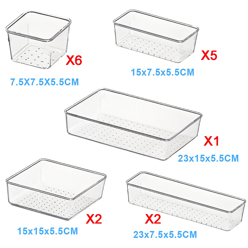 /conjunto caixa de armazenamento de gavetas transparente Caixa de armazenamento de mesa de mesa para cosméticos jóias de jóias