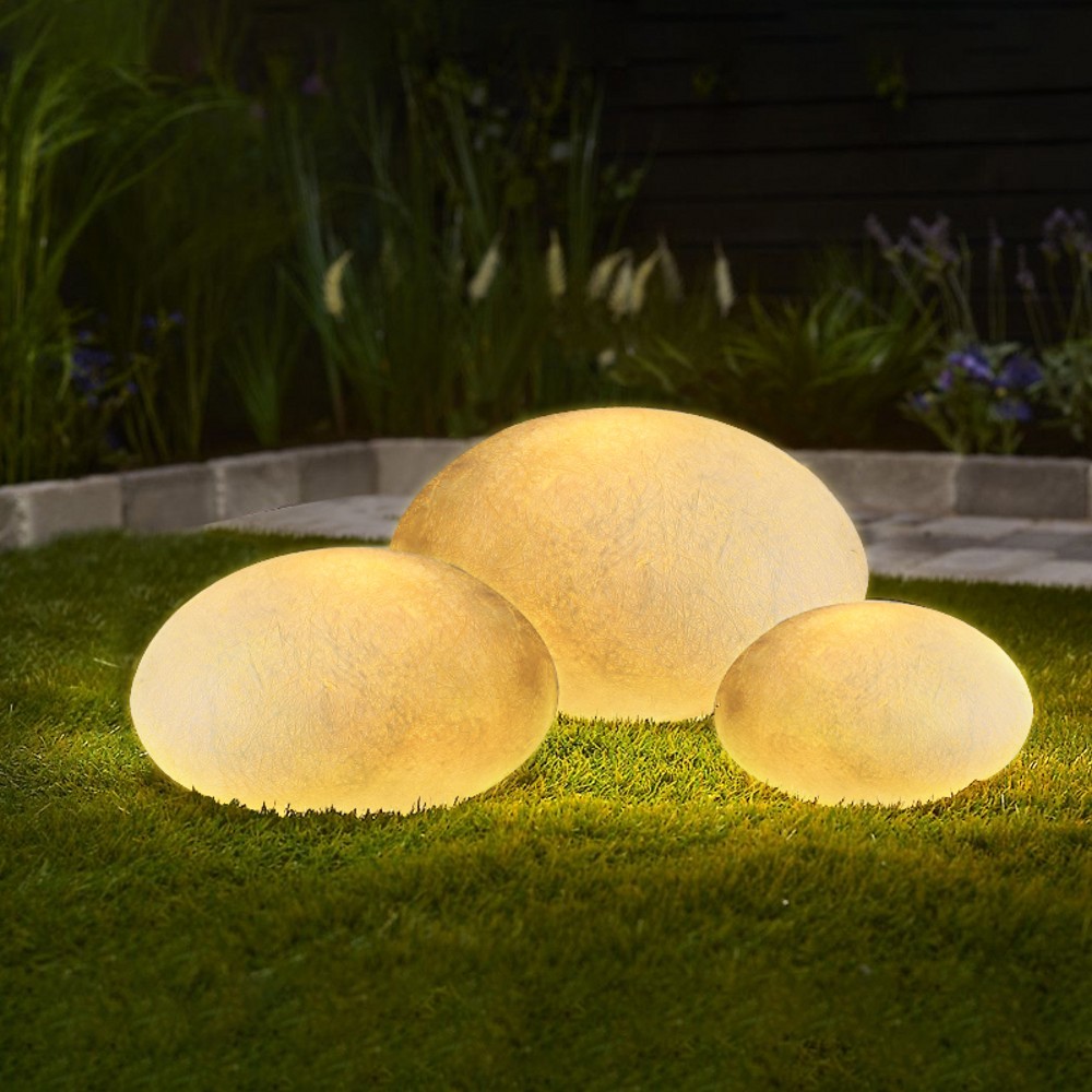 Ighi esterni a forma di uovo impermeabile LED ricaricabile ricaricabile ciotto luminoso bagliore in pietre lampade percorso paesaggio patio decorazioni da giardino