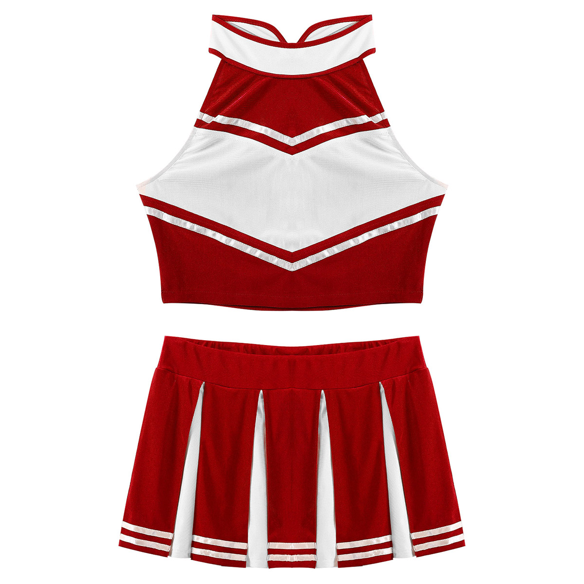 Mujeres Adultas Animador de uniforme de rendimiento de uniforme Cheerlead Crop Top Mini Plisado Falda Japonesa Cosplay Cosplay