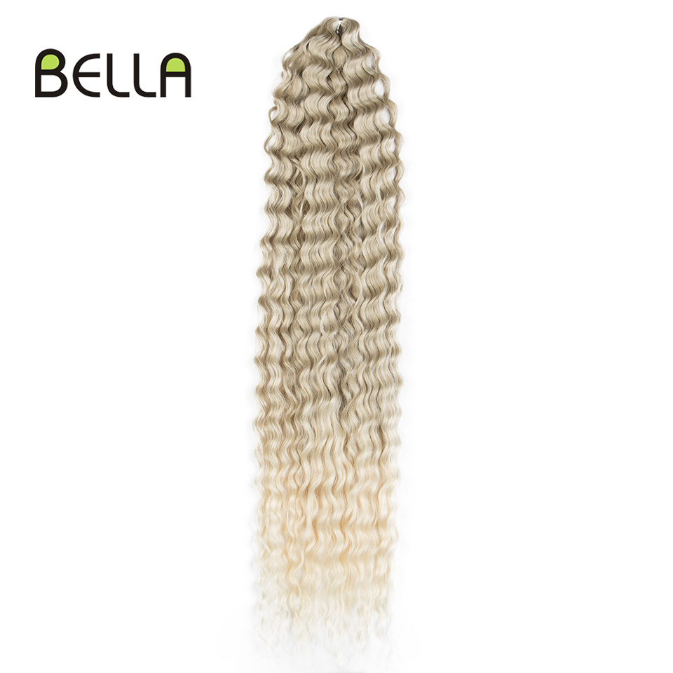 Bella Deep Wave Crochet Hair Synthetic Hair Extensions 32 pouces Natural Long Twist Twist Clain Blonde Couleur Braidage pour femmes
