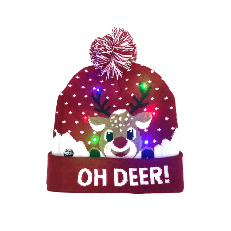 Led Christmas Hats Sweater gebreide Beanie Kerstmis Santa Light Up Hat Christmas Party Warmer Cap Decora