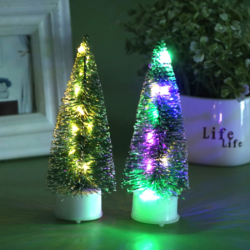1:12 Dollhouse Mini LED Parlayan Noel Ağacı Sedir Ağacı Modeli Sıcak/Renk Işığı Pil Masaüstü Festival Dekor Oyuncak