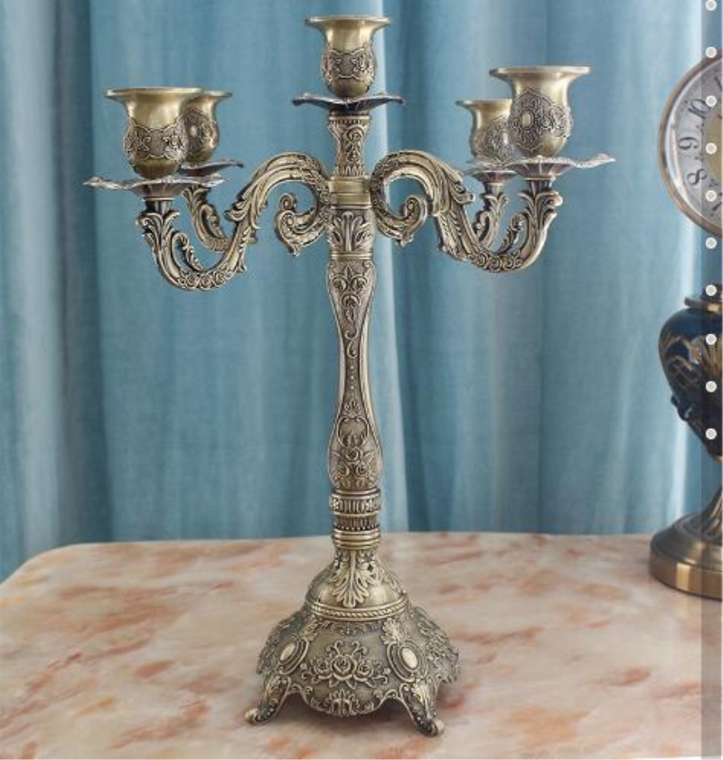 Titular de vela de bronze de imuwen 5 armas de 5 armas brilhantes candelabra romântico e metal de luxo para eventos de casamento ou decoração de festa