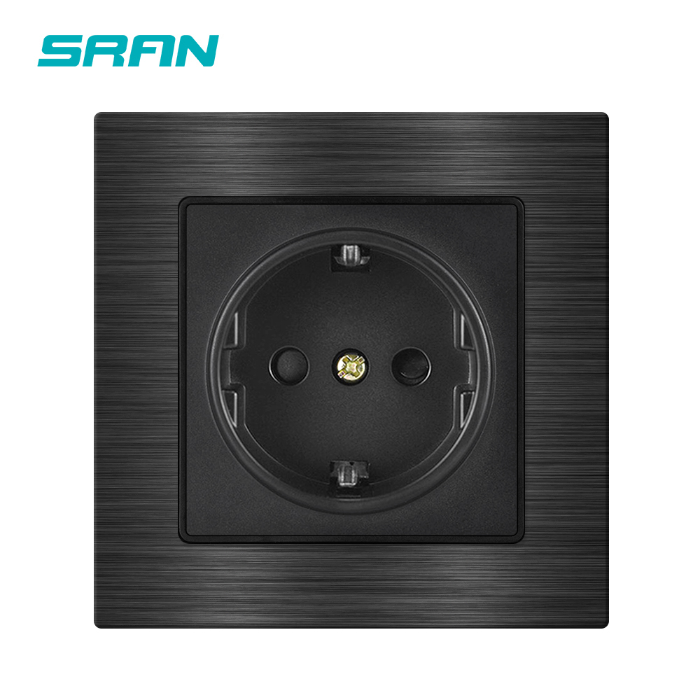 SRAN European Standard Electrical Outlets, aluminiumlegeringspanel 82*82mm, 220V 16A Vägguttag EU för hemapparat