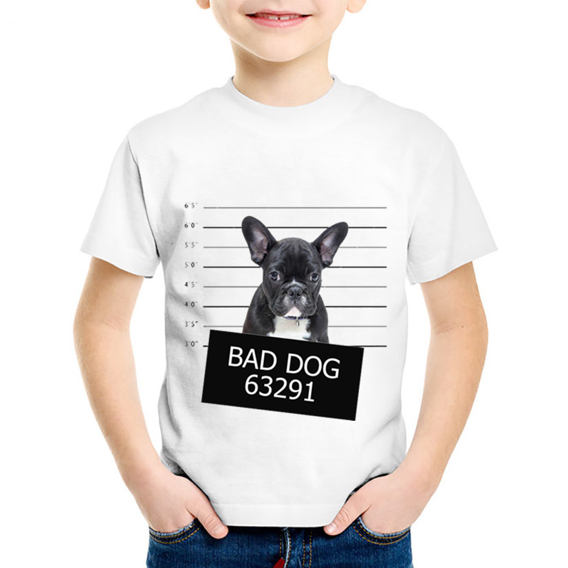 Hundepolizei gedruckte grafische T -Shirts Tier lustige Kinder Kleidung schlechter Hund Pug Bulldog