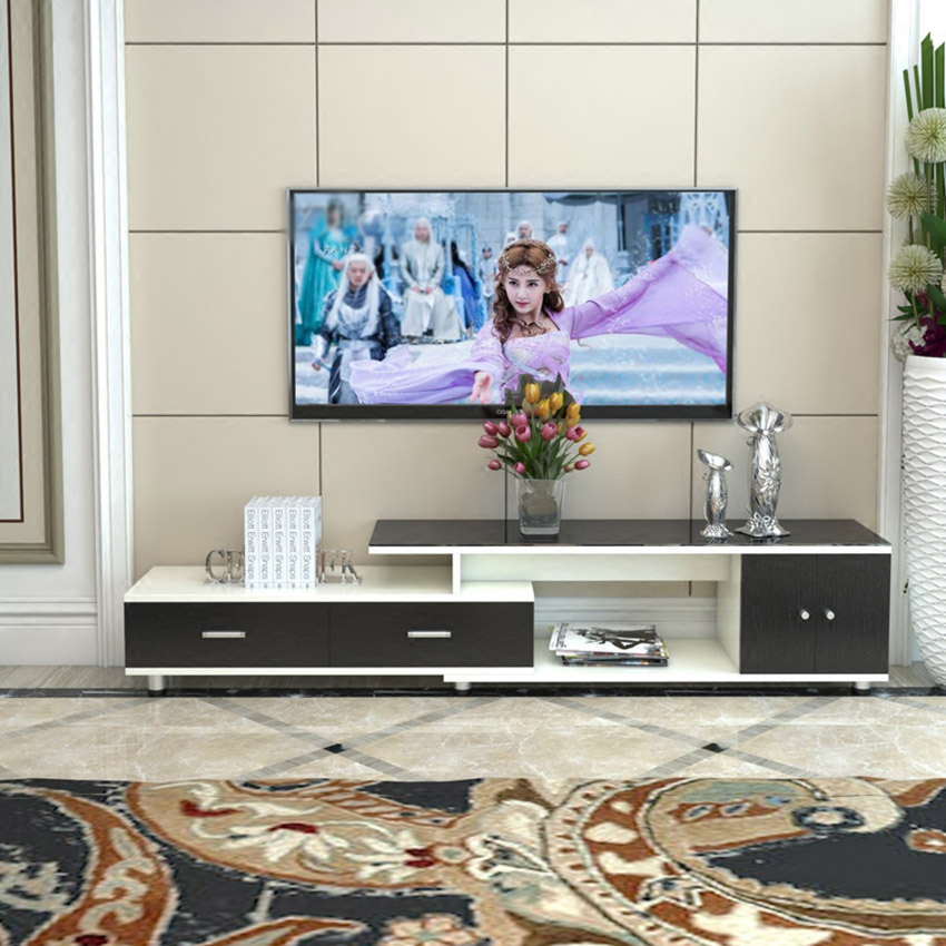 Länge Skalierbares TV -Standtisch Wohnzimmer Hausmöbel moderne Holzpanel TV -Stand TV -Schrank Montage
