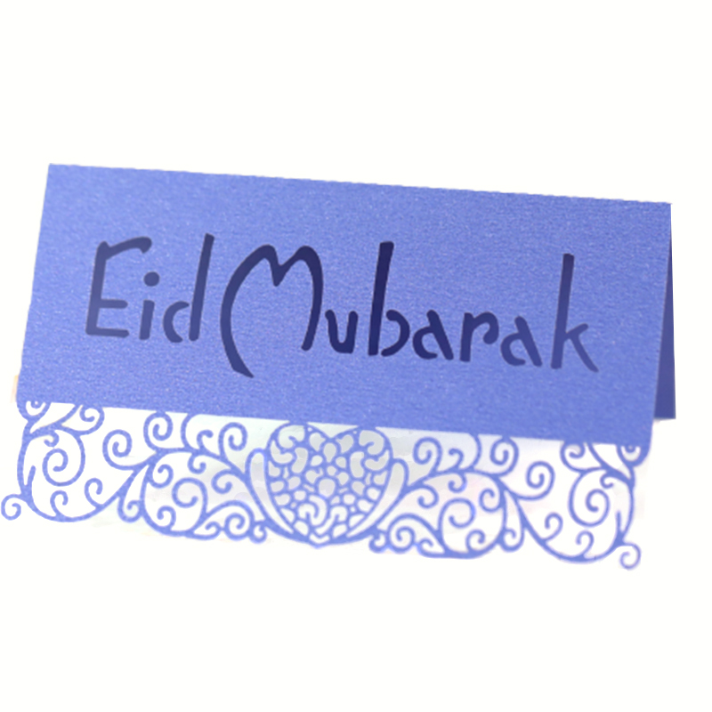 Eid Mubarak Laser Cut Table Name Place Cards Love Heart Postcards Ramadan Kareem Greeting Cards Muslim Party Card Decor