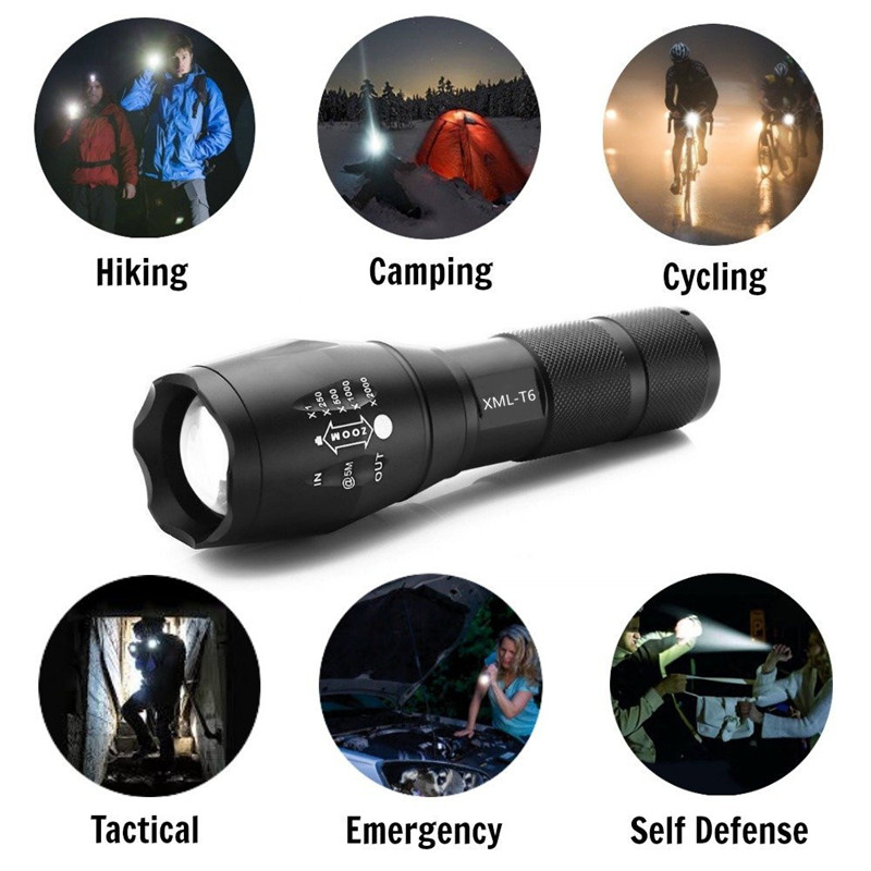 Tragbare Taschenlampe Tactical XML T6 LED-Fahrradlicht 5-Mode Zoomable Linternas Torch von 18650 oder 3*AAA-Radsportleuchte