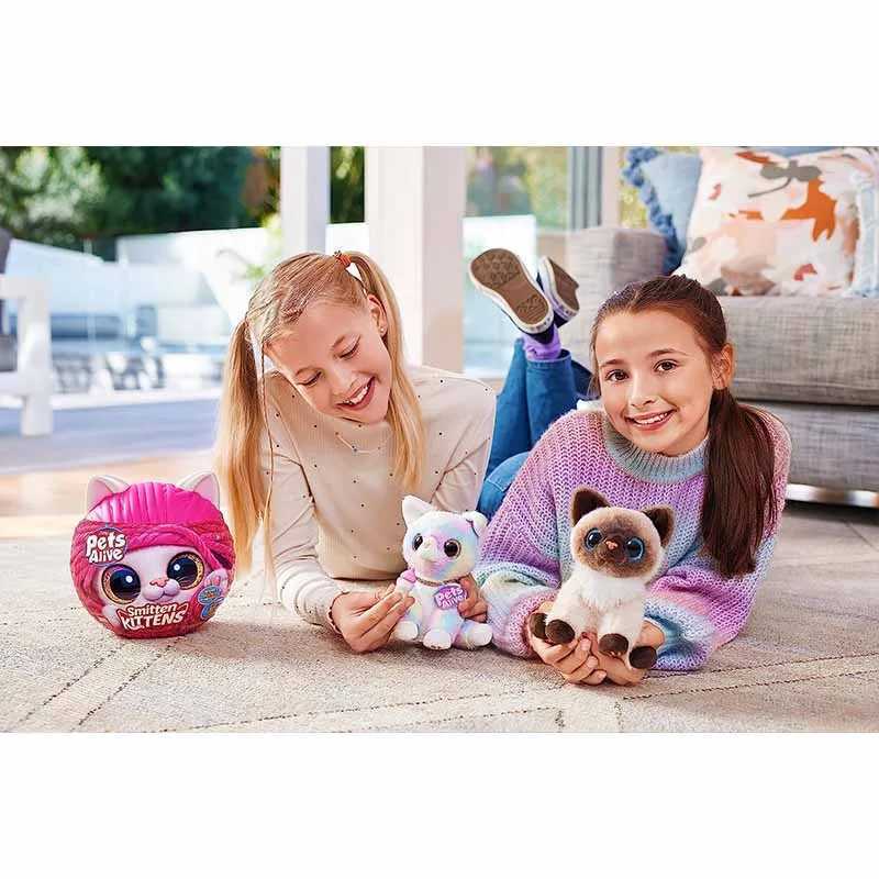 Dolls de pelúcia Zuru Pet Life Smith Cat Interação surpresa de lã Girl Cartoon Sound Toy Doll Birthday Gift Beach Toy J240410