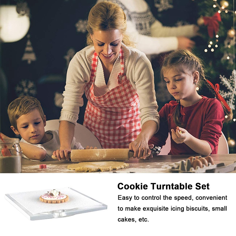 Akryl Square Cookie Decorating Turntable Cookie Stencils Holder Cookie Sugar Turntable Swivel för Royal Icing 5.9in