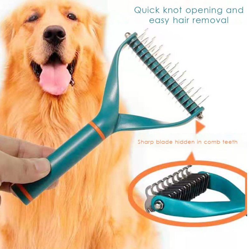Pet Dog HairComb Removal Open Knots Grooming SheddingTools Trimming Double Sided Long Hair Curly Dog Cats Comb Cleaning Supplies
