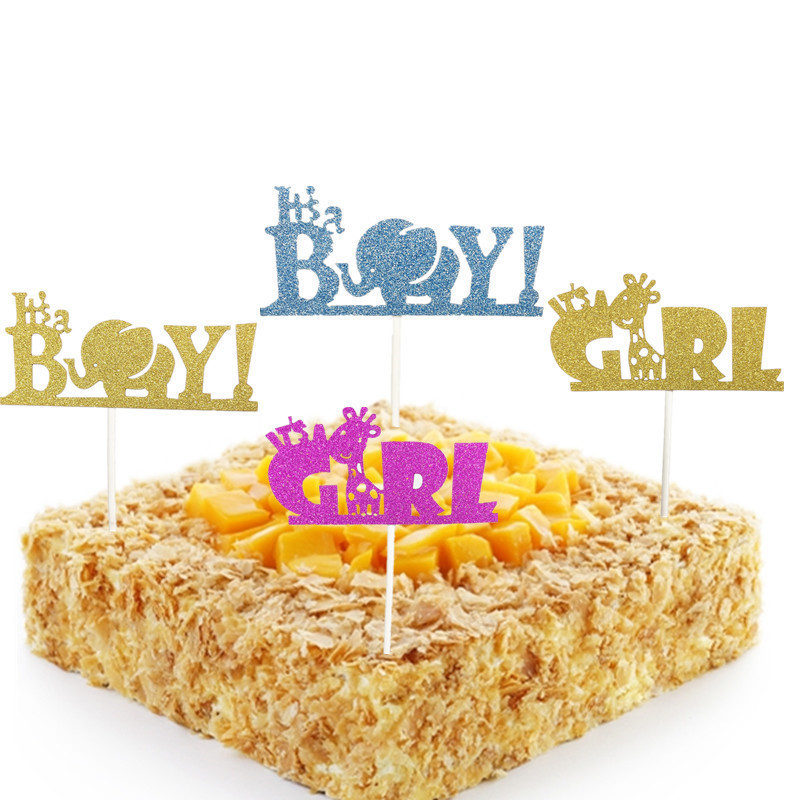 Girl oder Boy Cake Topper Happy Birthday Party Dekorationen Cupcake Topper für Babyparty Kinder Geburtstagstorte Dekoration