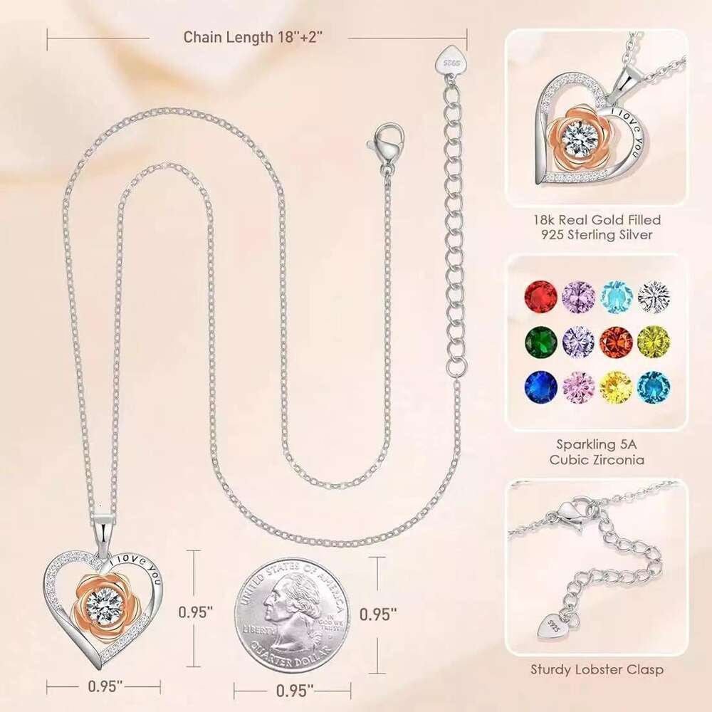 Nieuwe december verjaardagssteen mode elegante liefde bloem ketting sieraden