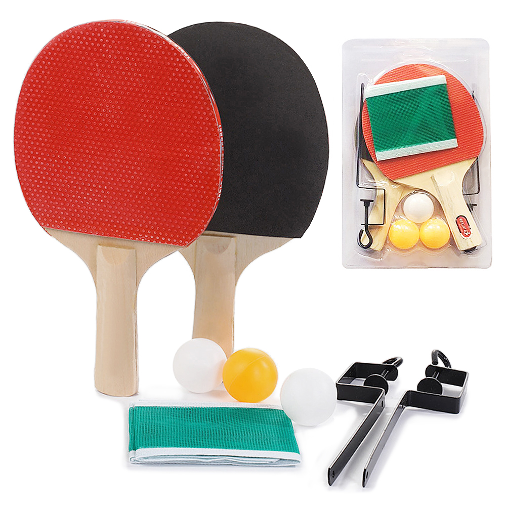 Kvalitetsbord Tennis Bat Racket 3 Bord Tennisbollar Långt handtag Ping Pong Paddel Racket Set med väskmonteringar Teleskopnät