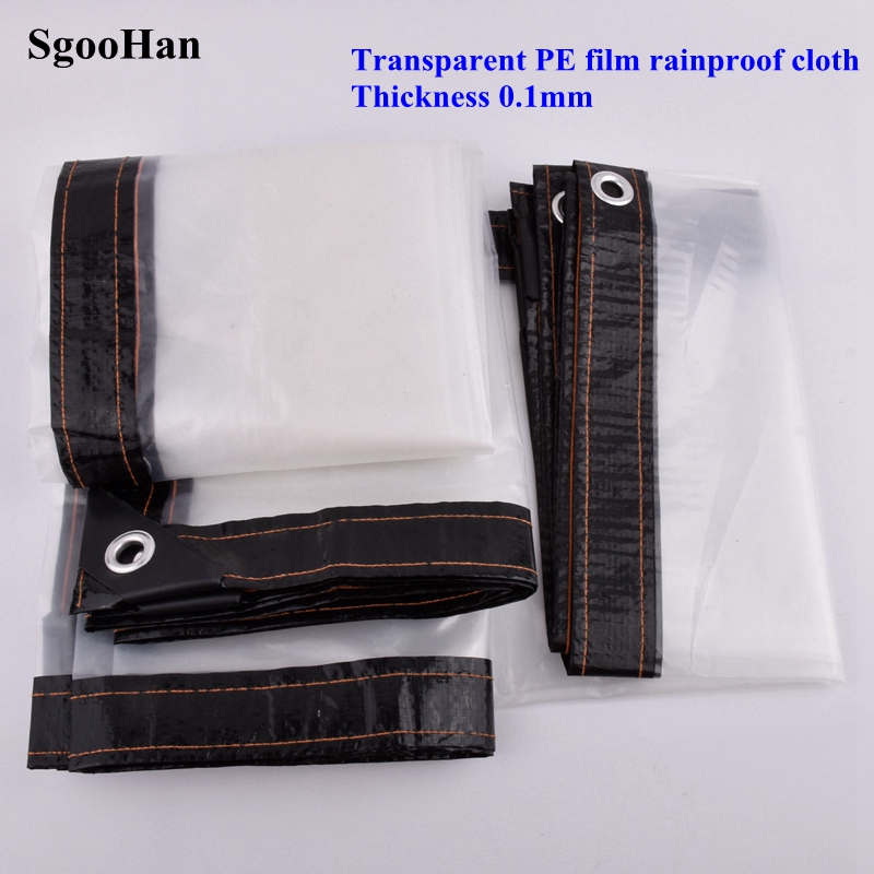0.1mm Plastic PE Film Transparent Rainproof Cloth Black Edge Tarpaulin Pet House Greenhouse Succulent Plant Keep Warm Waterproof