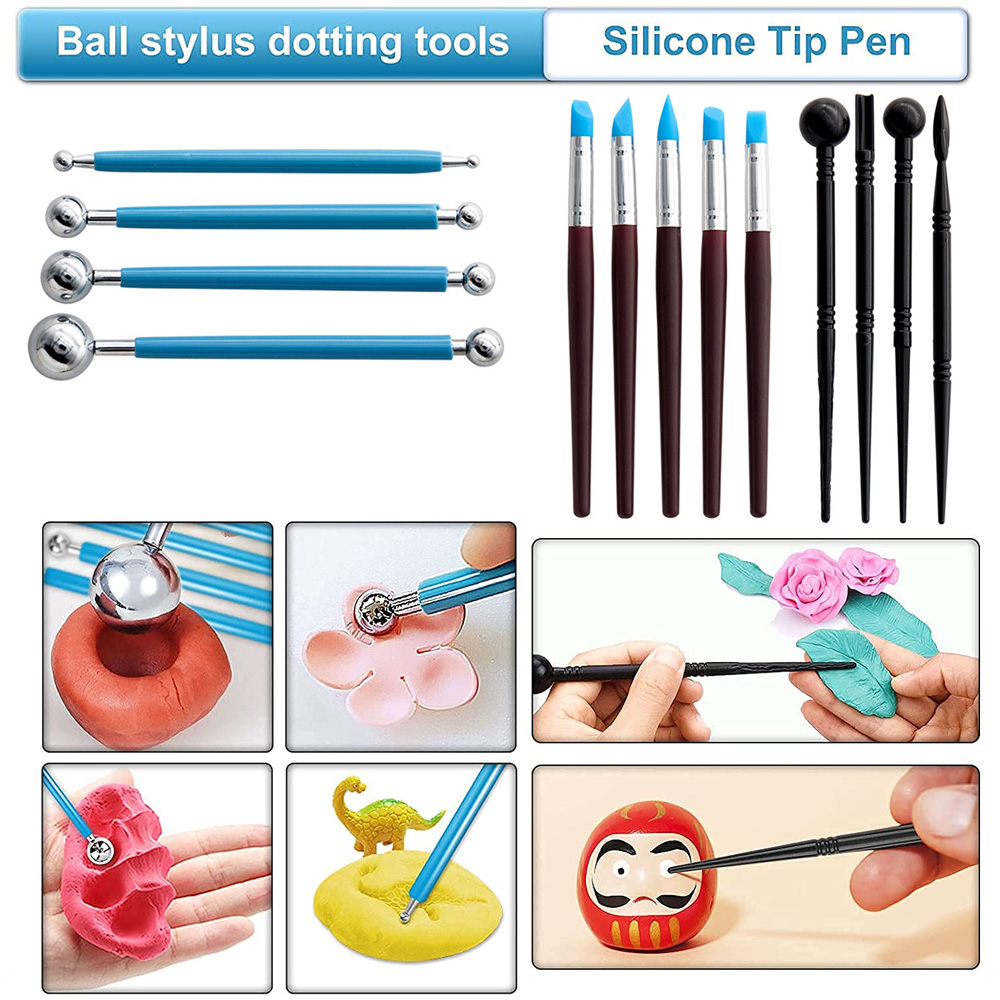 outils de sculpture en argile Polymère Outils d'argile Stylus Dotting Tool Rock Painting Kit for Clay Sculpture DIY CARVING CARVING