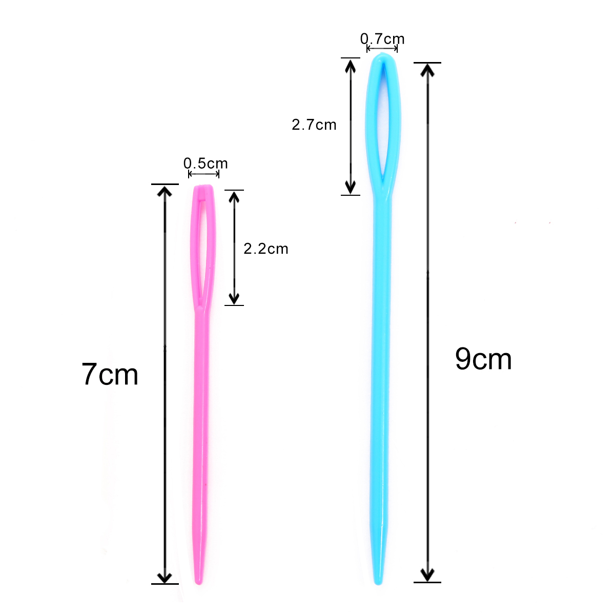 cor mista 7cm/9cm A agulhas de tricô de plástico ganchos de crochê de lã agulha infantil DIY Sweater Tecling Tools Acessórios