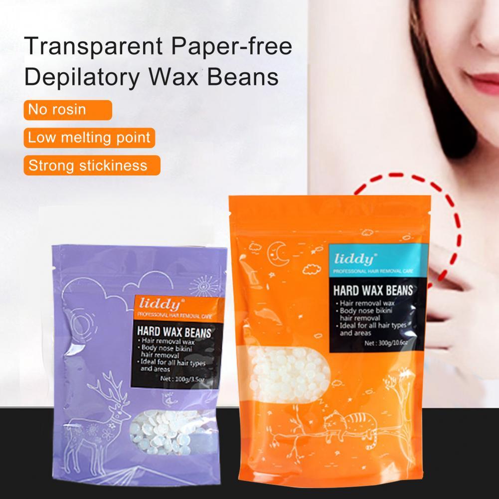 100g/300g/500g Paper-Free Hair Wax Beans Removing TransparentHard Bean Wax Fragrant Quick Melting Waxing Beans for Unisex