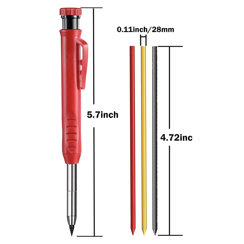 Marker obróbki drewna stolarz ołówek narzędzia do obróbki drewna Zestaw 6 Upełnienie ołówek ostrzał głębokie otwór mechaniczny narzędzia ołówka