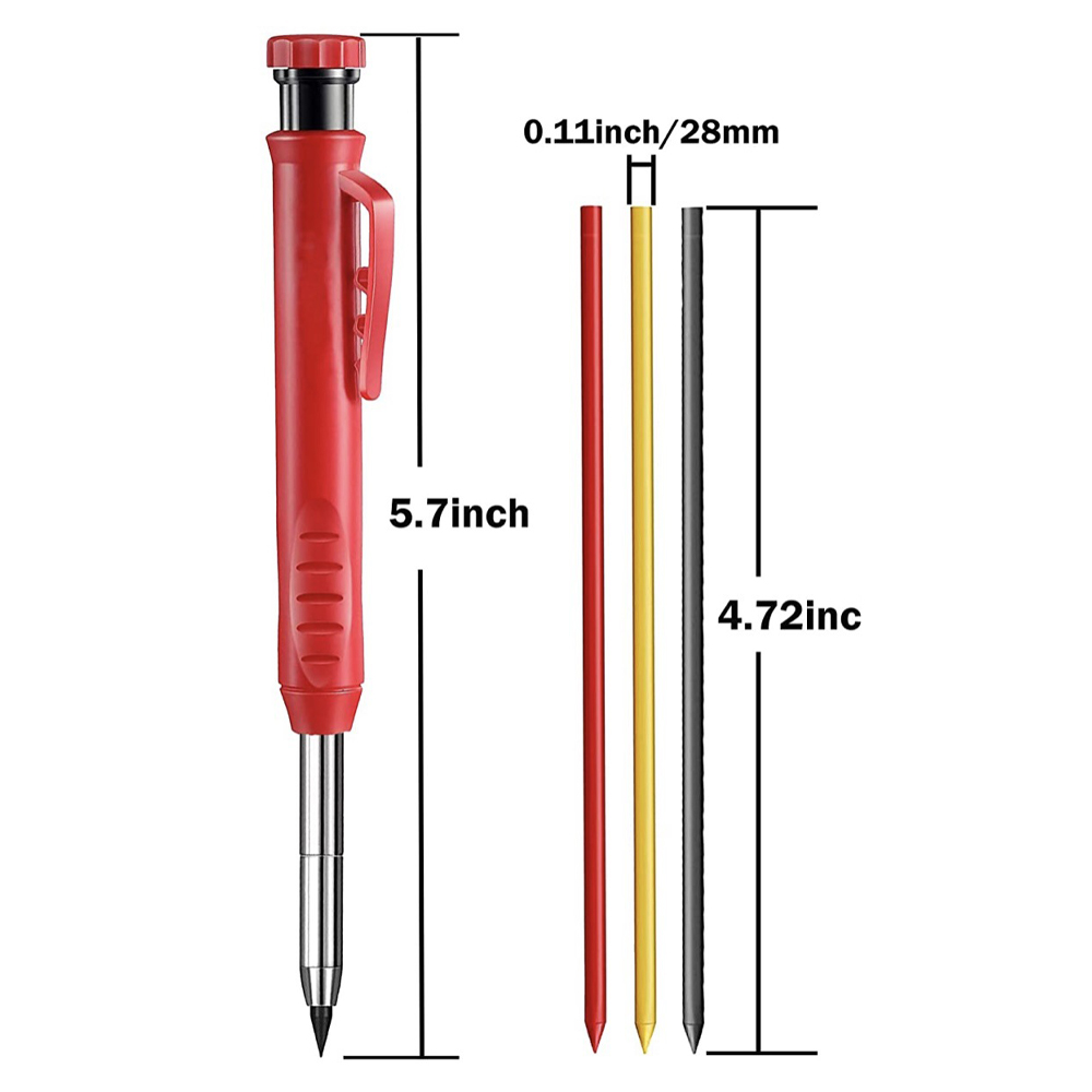 木工マーカーカーペンターペンシルソリッドウッドワーキングツールセット6補充ペンシルシャープナーディープホールメカニカルペンシルハンドツール