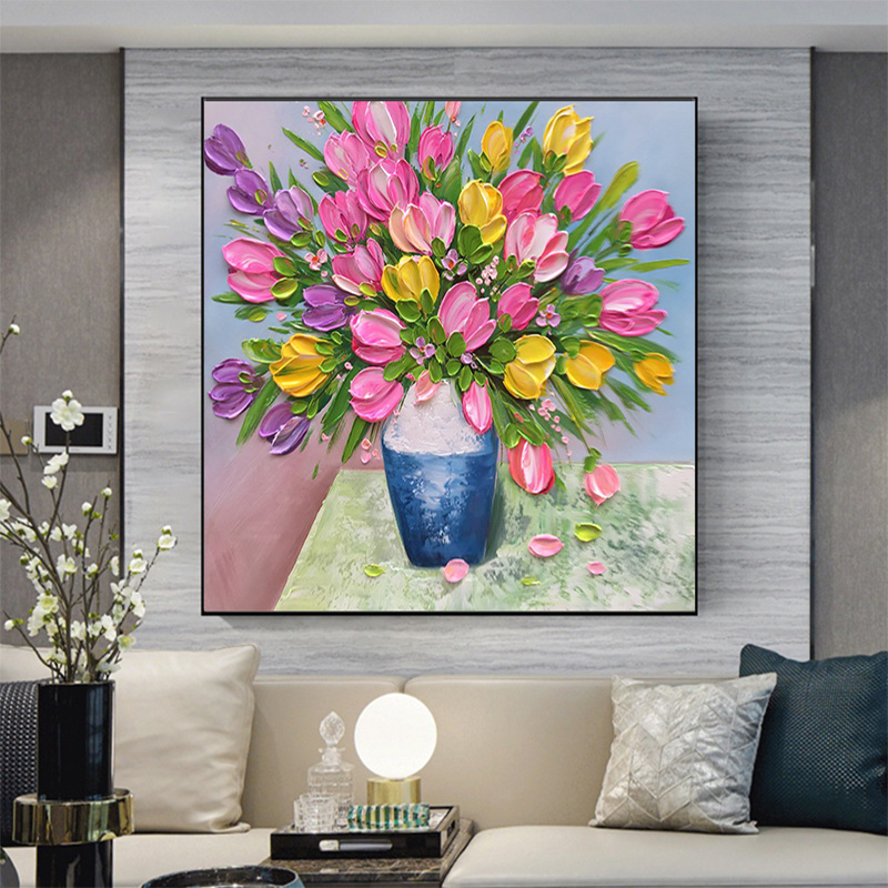 Coloful Flowers Tolevas Painting Vase Affiches Imprimés Home Decor Still Life Art Wall Art Picture For Living Room Dining Room Bedroom