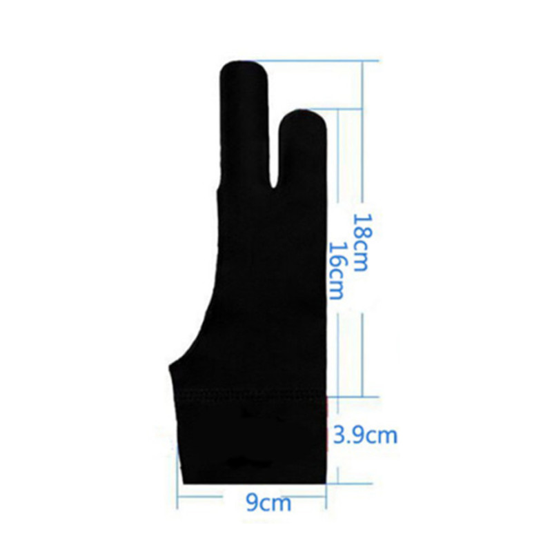 2st Anti-Fouling Artist Glove för ritning, Black 2 Finger Painting Digital Tablet Writing Glove for Art Students Arts Lover