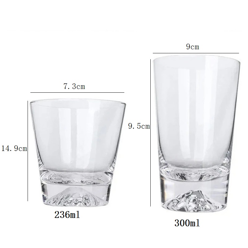 2/3D日本マウント富士ワイングラスクリスタルスノーマウンテンXOウイスキーロックグラス藤山スノーバーグジュースミルクビールウォーターカップ