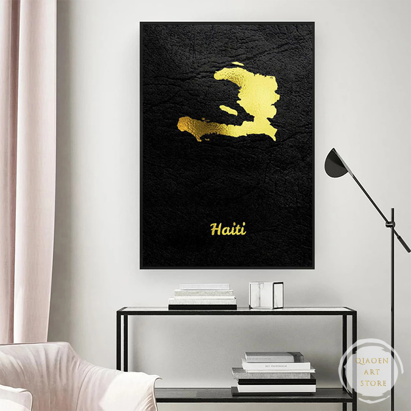 Golden Contries Map Ryssland Italien Polen Marocko Canvas Målning Art Print Poster Bild Vägg Modern Minimalistisk sovrum Dekor