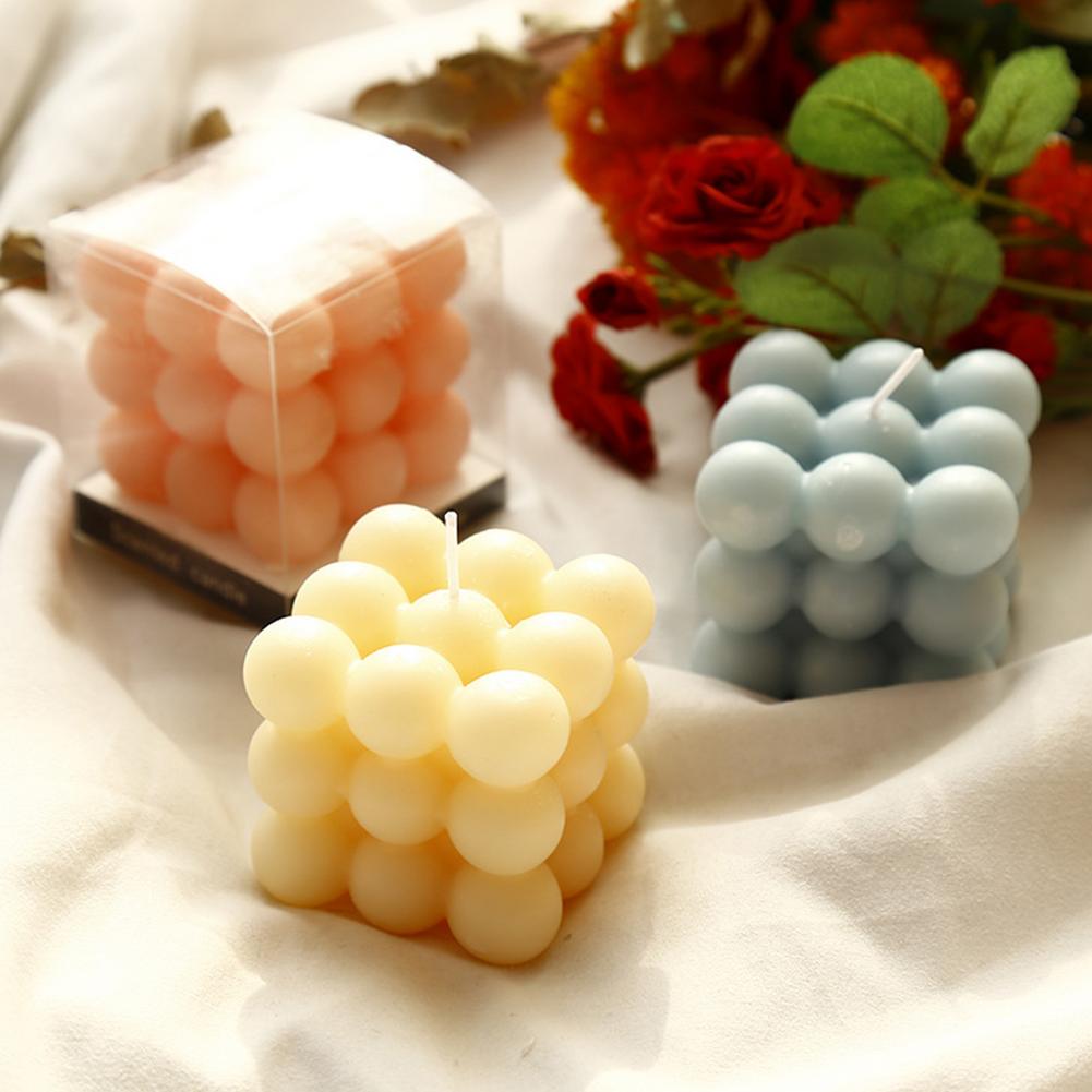 Candela Bubble Soia Regali di cera pura ornamenti la casa Round Magic Cube Candela Stampa Soia Olio essenziale Aromaterapia Candela