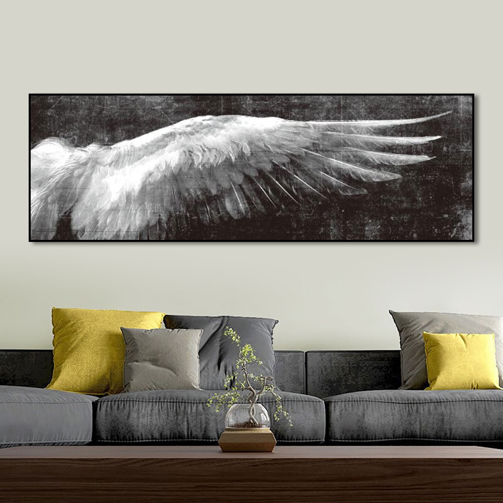 Nordyckie dekoracyjne skrzydła białego anioła Vintage Wall Art Canvas Paint Wing Poster i nadruk do salonu do sypialni