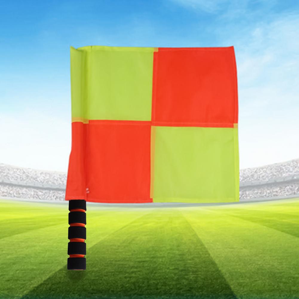 Flag di arbitro da calcio 1 coppia utile compatta resistente manico arrugginito arbitro bandiera l'allenamento del calcio