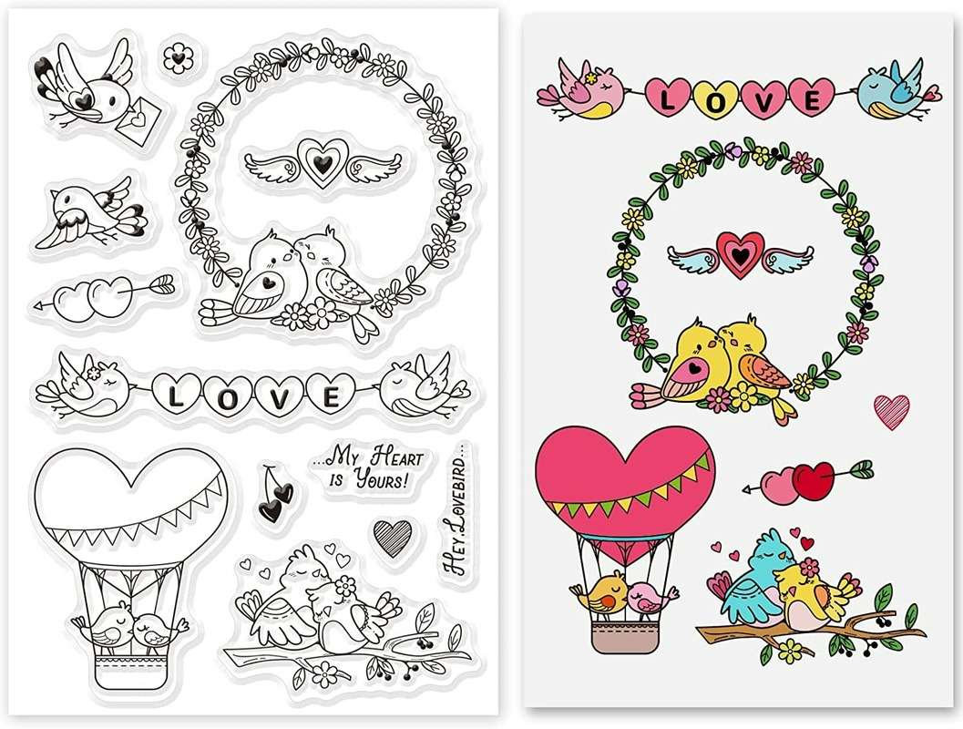 lovebird silicone clear tampons oiseaux timbres transparents pour les cartes d'anniversaire de la Saint-Valentin faisant du scrapbooking bricolage