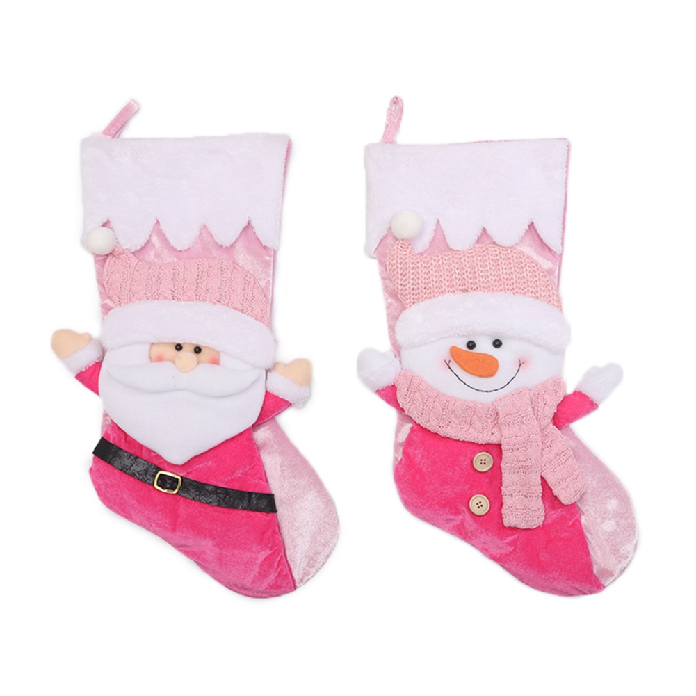 Christing Knit de malha rosa Planta Snowman Snows Socks Party Gift Candy Bag para férias em família Decorações de árvores de Natal