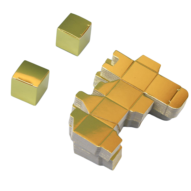 50st Square Gold Silver Present Boxes Mini Candy Cookies Cake Boxes Packaging Baby Shower Wedding Favor Chocolate Box 3x3x3cm
