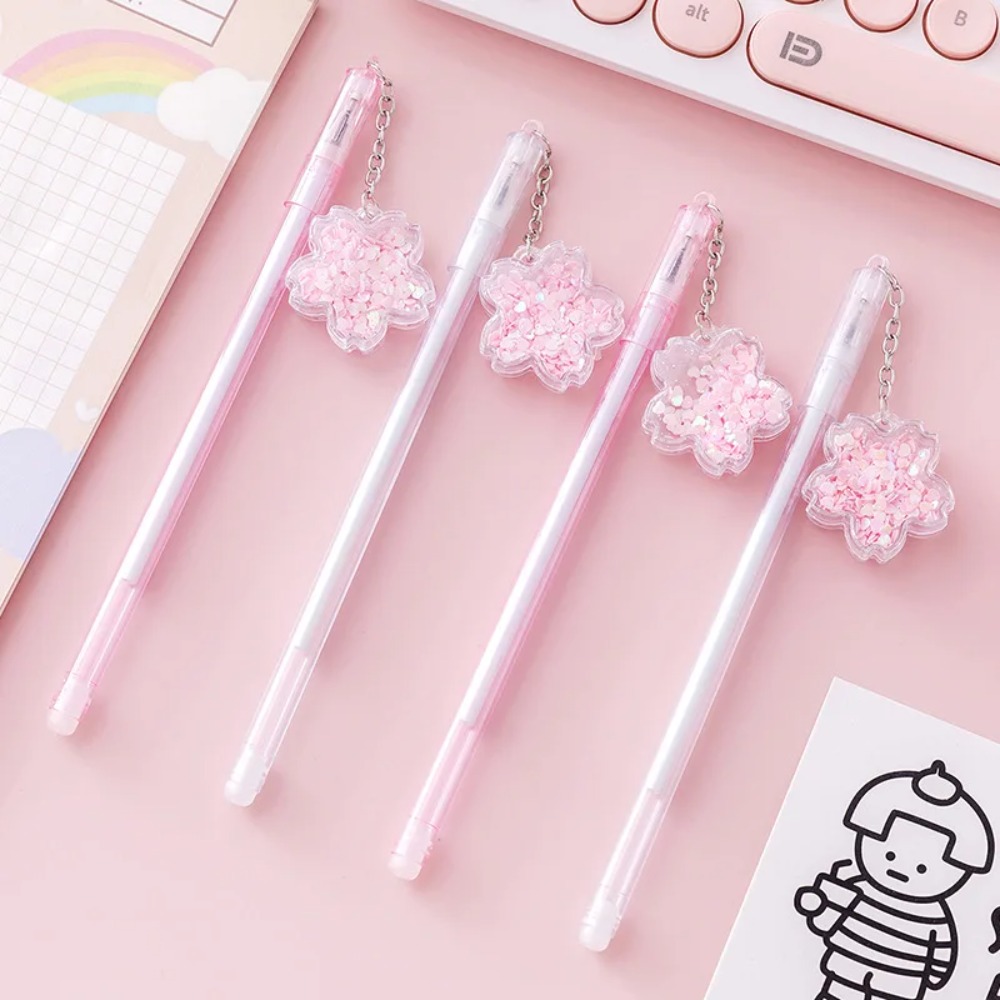 милая сакура подвесная гель -ручка черная 0,5 мм фирменная ручка розовая цветочная подвеска для девочки гель -ручка школьная писания