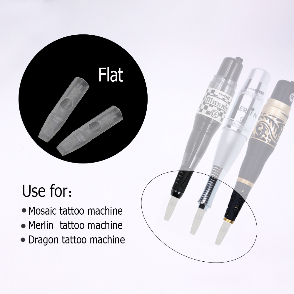 Flat Needle Tips Transparent/ White Flat Needle Caps For Permanent Makeup Mosaic/Dragon/Merlin Tattoo Machine