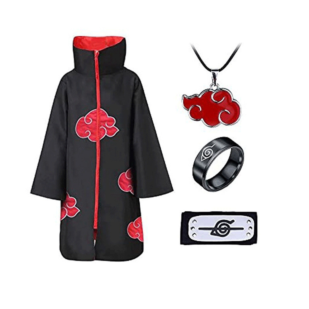 Akatsuki Cloak Itachi Cosplay Costume Kids Pain Deidara Fancy Halloween garnitur unisex anime fajny strój błyskawiczny czarny płaszcz