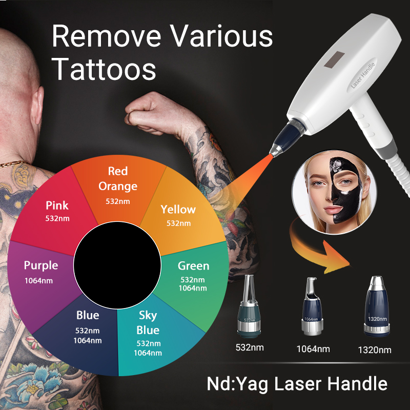 NY ND YAG LASER TATTOO Removal Machine Ta bort all färg 1320 Kolhudföryngring IPL Laser Hårborttagning Elight Equipment