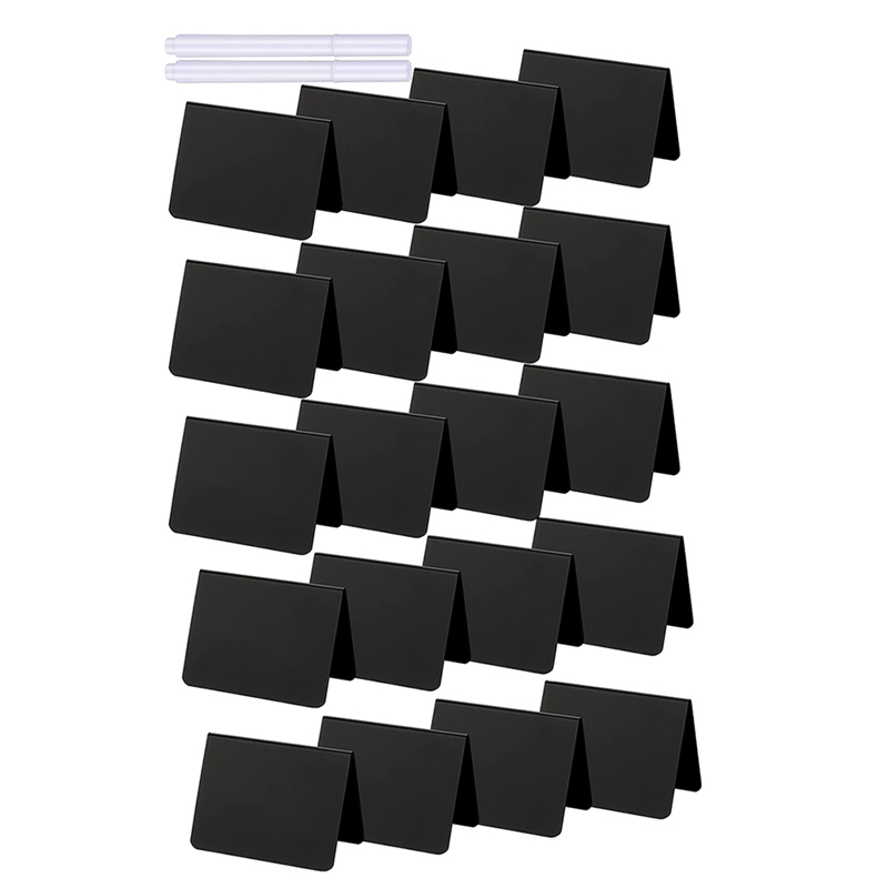 20 штук Мини Колокса Знаки A-образные таблицы классных досок шведский стол тереи ПВХ сбитые черные доски с белыми мелками маркеры