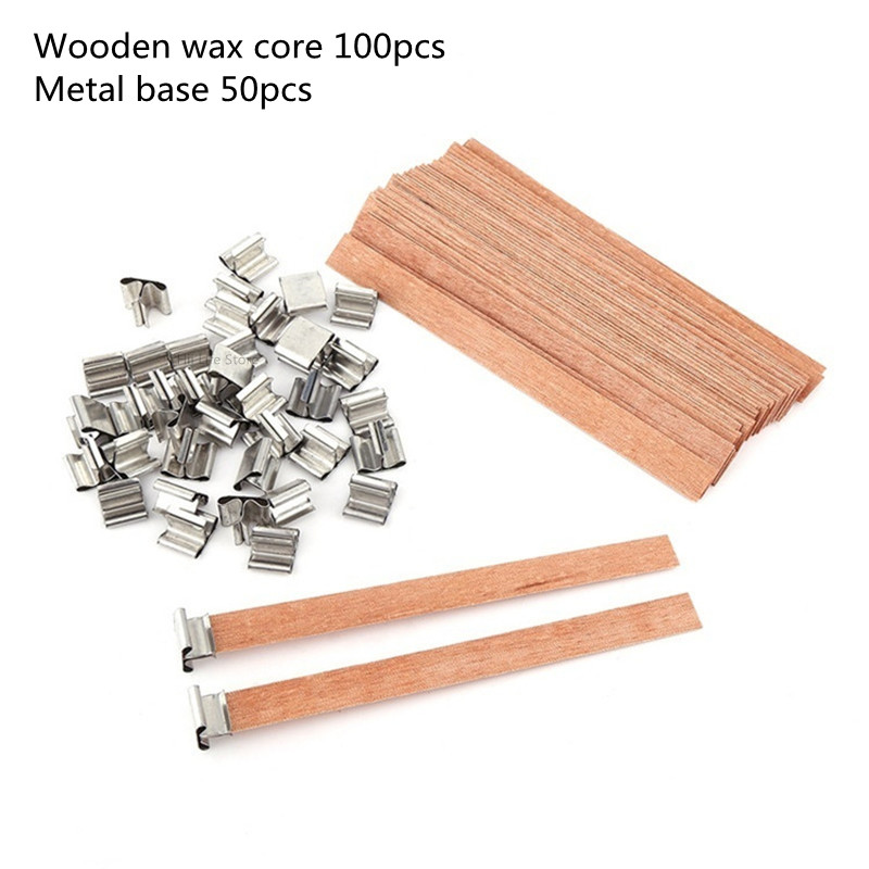 High QualityNatural Wood Candle Wicks with Sustainer Tab DIY Candle Making Supplies Soy Parffin Wax Wick Melt Burner