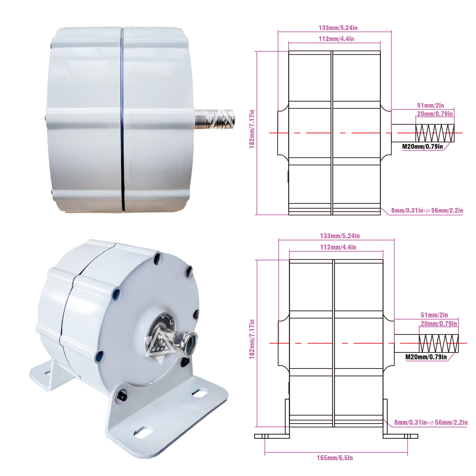 600W 600R/M 12/24V Permanent Magnet Generator AC Generator för vertikal vindkraftverk generator