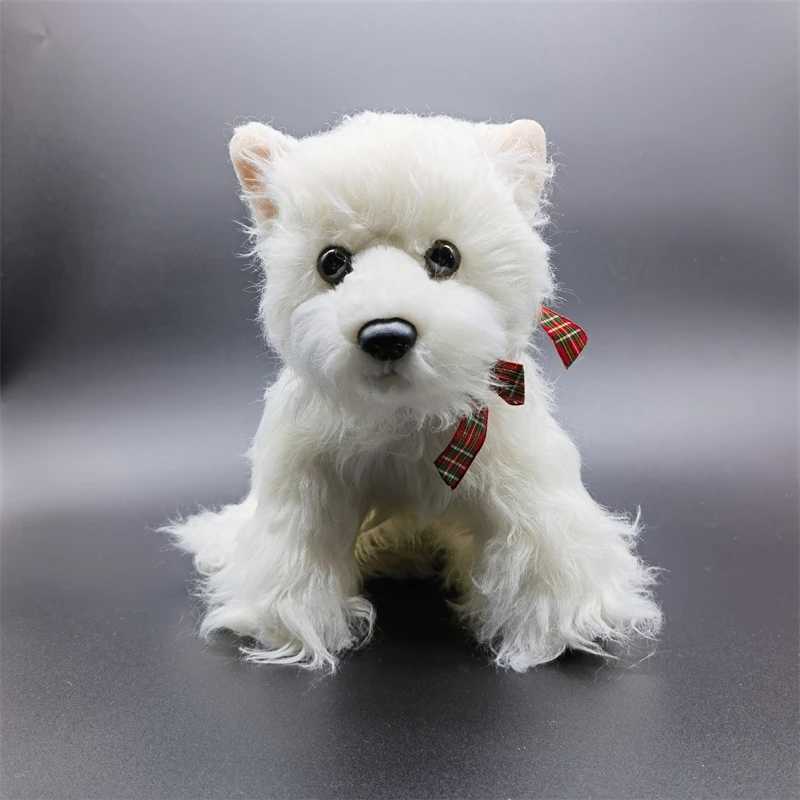 Peluş Bebekler 23cm West Highland Terrier Gaofuda Peluş Beyaz Köpek Peluş Oyuncak Hayat Hayvan Simülasyonu Dolgu Çocuk Oyuncak J240410