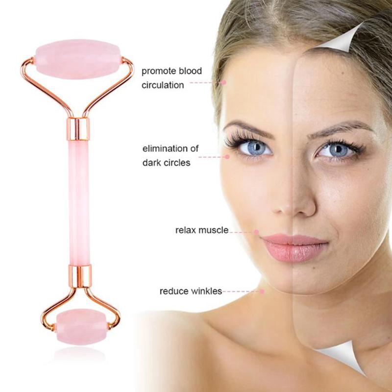 Ansiktsmassage Roller Natural Rose Quartz Jade Roller Set Box Face Slimming Lyft Massager Jade Stone Skin Care Beauty Tool